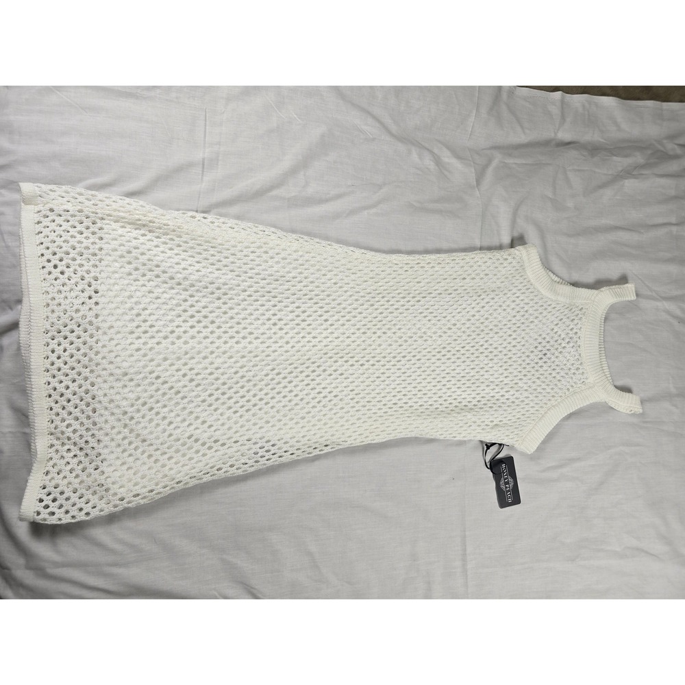Honey Peach Dress Womens Small White Crochet Knit Tank Lined Beach‎ Casual